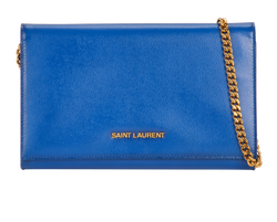 Logo Shoulder Bag, Leather, Blue, 2831013, DB/B, 2*